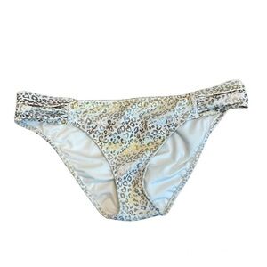 VICTORIA'S Secret white gold metallic leopard print hipster bikini bottoms Sz M